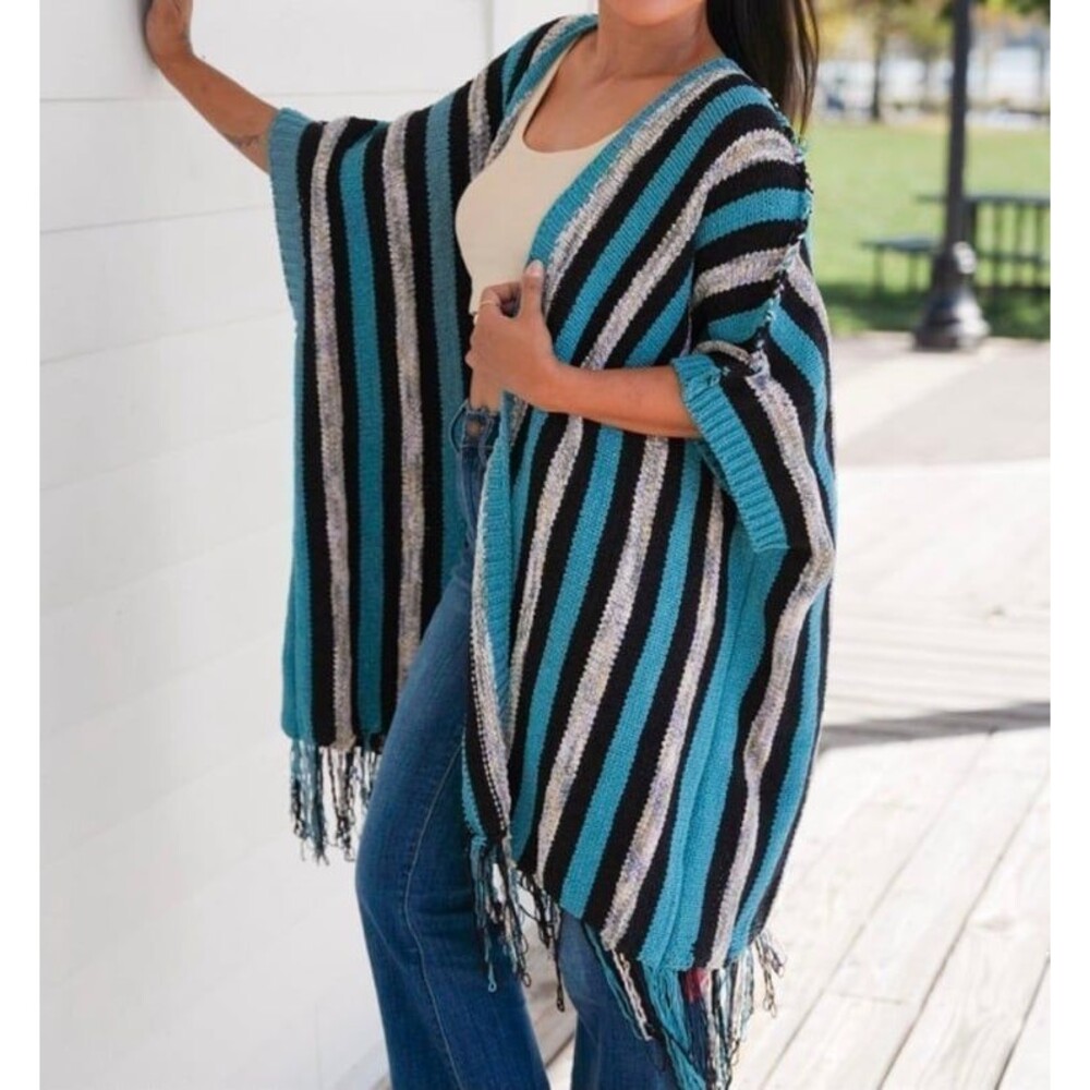Pol sweater fringe pol poncho style OVERSIZED small pol cardigan pol fringe NEW